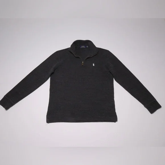 Polo Ralph Lauren Estate-Rib QuarterZip Heather Gray Pullover Med 100% COTTON